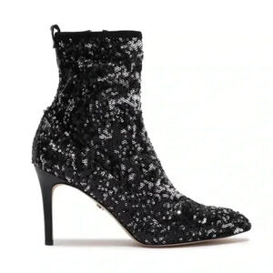 Sam Edelman Black Olson Galaxy Sequin Stiletto Sock Bootie Size 9.5 Sparkle